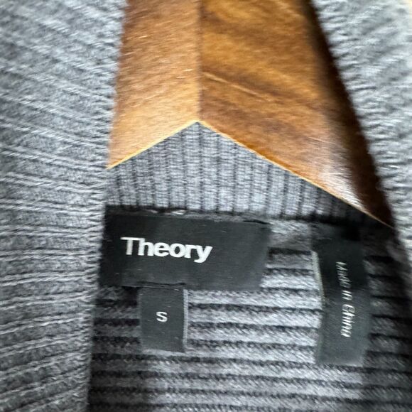 Theory Sweater Womens Smalll S Noble Gray Ribbed Mock Neck Wool Blend Pullover - Picture 7 of 10